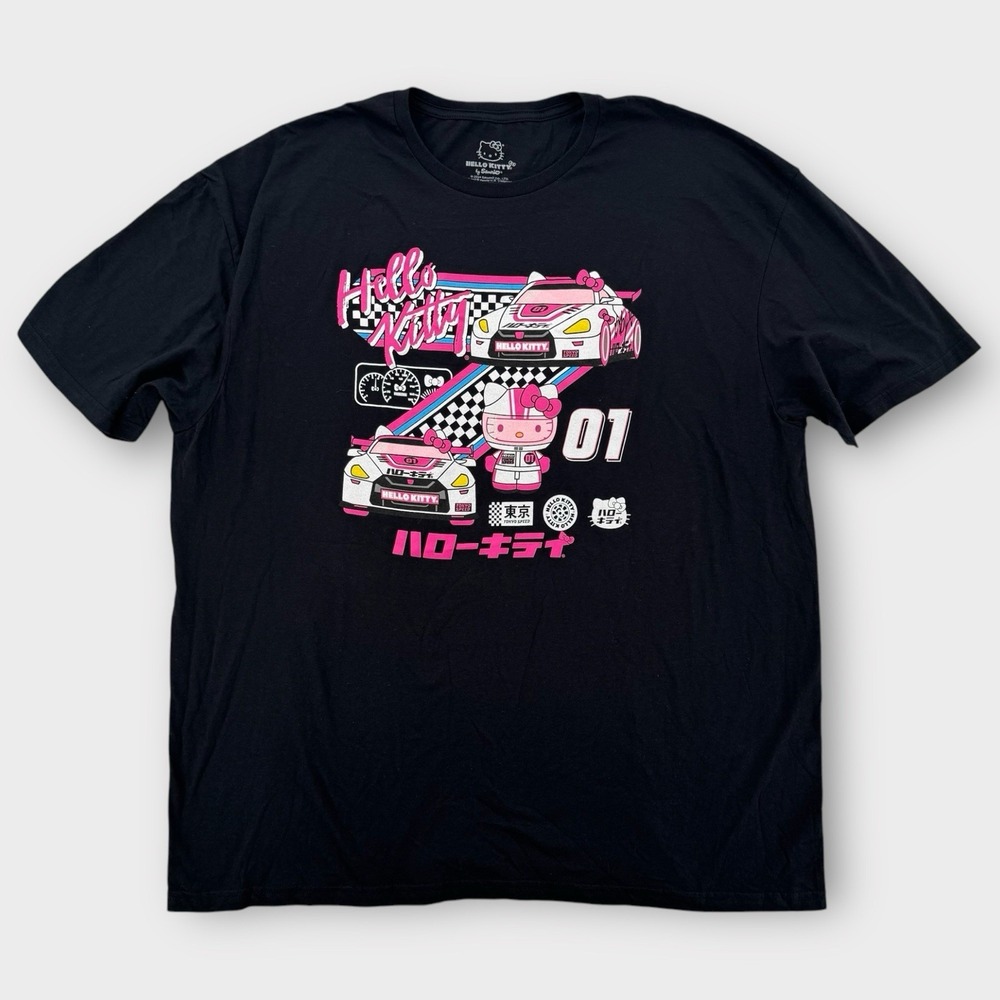 Hello Kitty T-Shirt Mens 2XL Short Sleeve Cotton Black‎ Nissan GTR Sanrio Cars